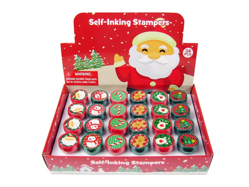 TINYMILLS Tiny Mills 24 Pcs Christmas Holidays Stampers for Kids Party Favors  Christmas Stocking Stuffers  Pinata Fillers  Toddler Kids Crafts  Goody Bag Filler  Party Toys  Classroom Rewards Carnival Prizes - Image 1